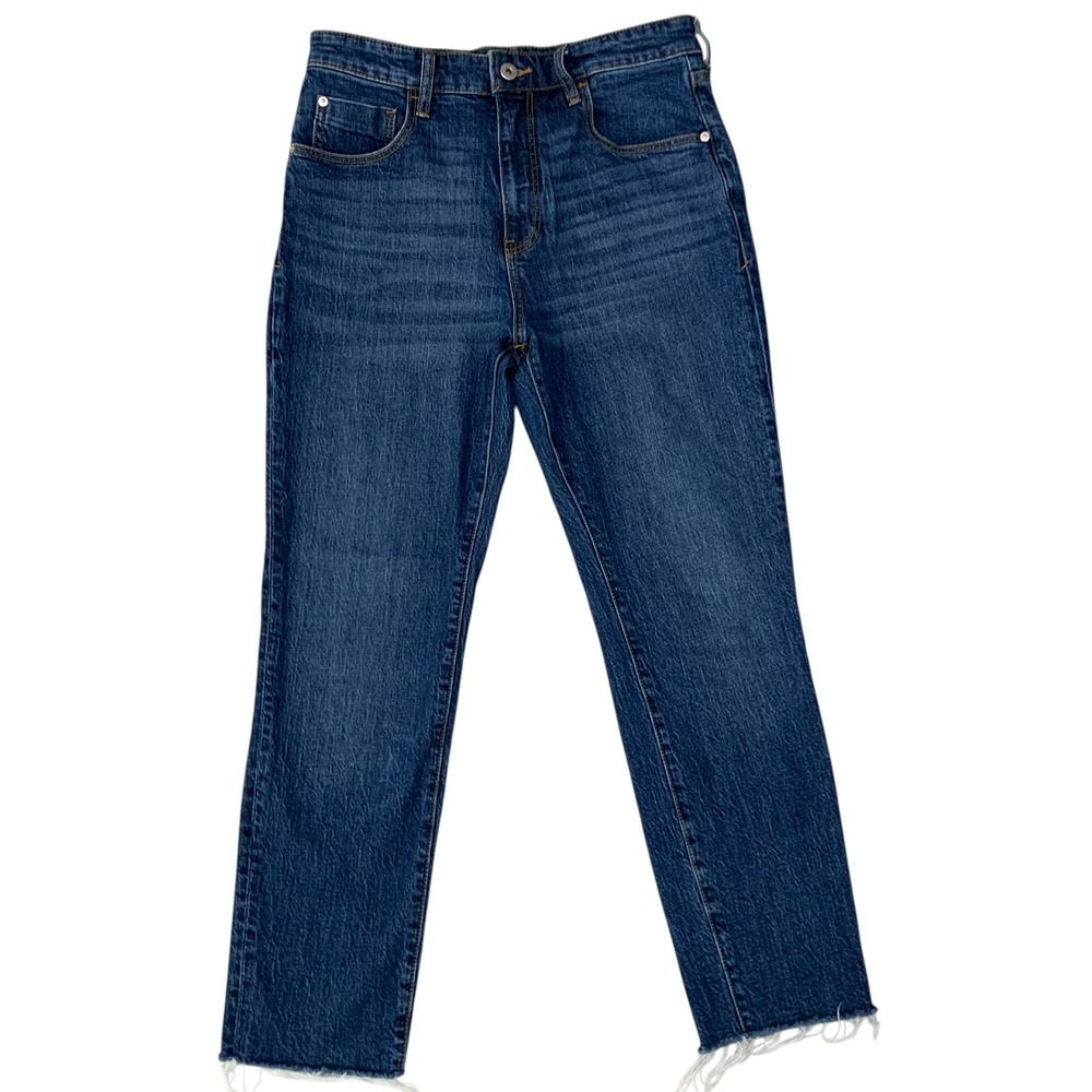 Pilcro Anthropologie Raw Hem Straight Crop Jeans Women's 29 Blue Denim